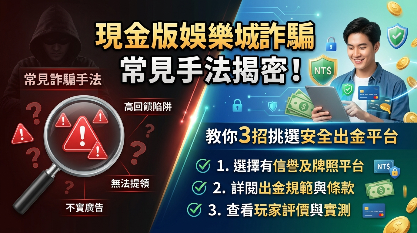現金版娛樂城詐騙常見手法揭密！教你3招挑選安全出金平台